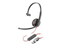 HP Poly Blackwire 3210 - Blackwire 3200 Series - headset - på örat - kabelansluten - USB-C - svart - UC-certifierad 8X214A6