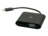 C2G USB C to HDMI & VGA Dual Monitor Adapter - 4K 30Hz - Black - Videokort - 24 pin USB-C hane till HDMI, HD-15 (VGA) hona - svart - 4K30Hz stöd C2G29830